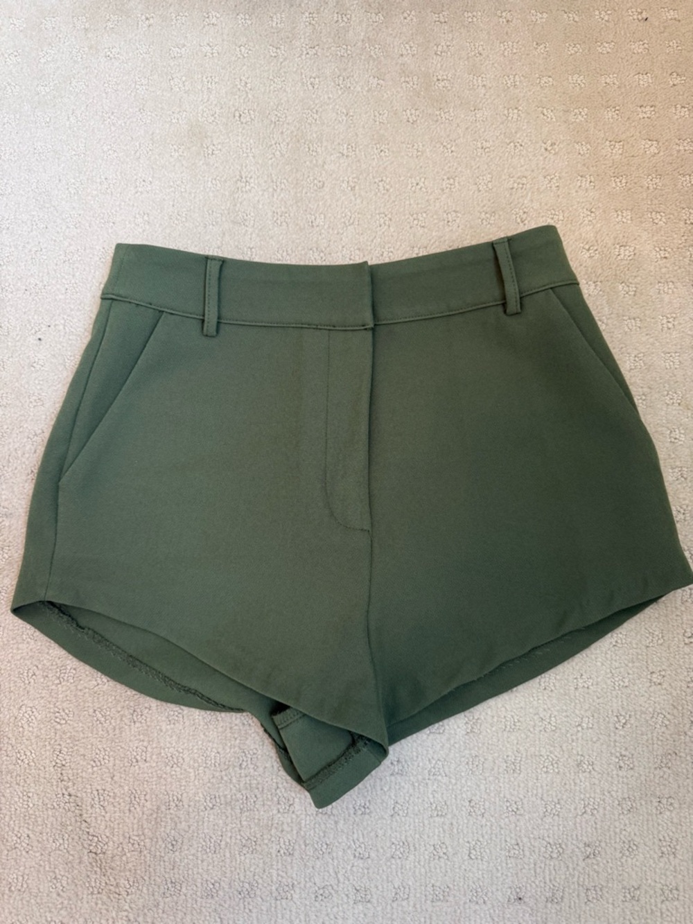 Nasty Gal Olive Green High-Waist Tailored Shorts